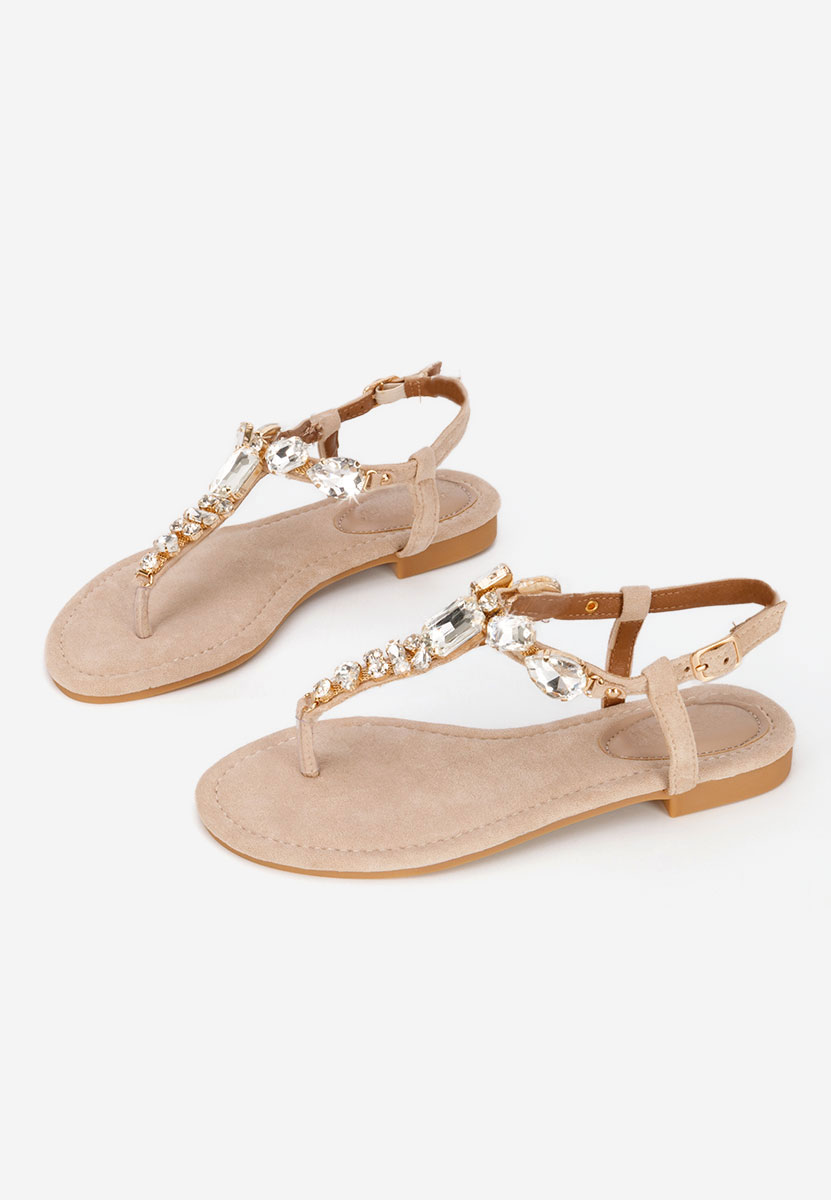 Beżowe sandały z kryształka Kristelia