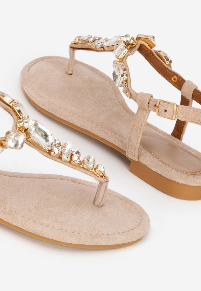 Beżowe sandały z kryształka Kristelia