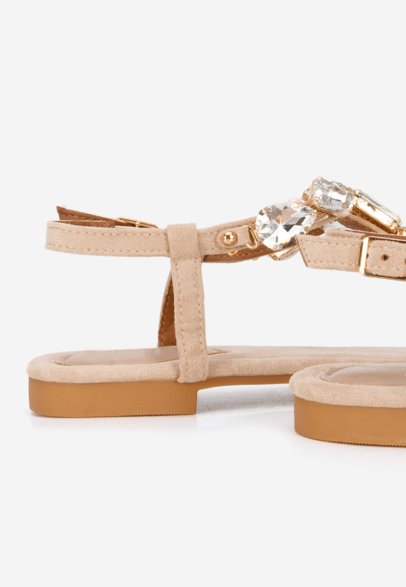 Beżowe sandały z kryształka Kristelia