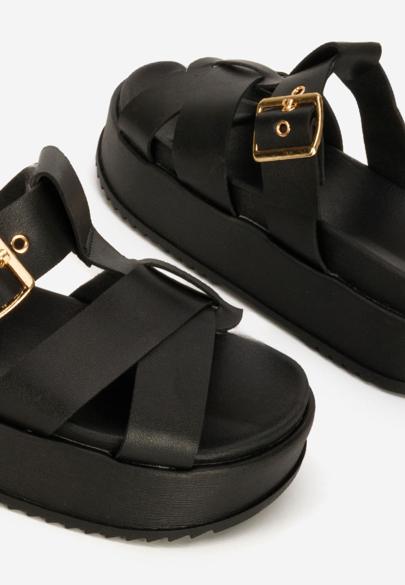 Czarne klapki na platformie Inaria