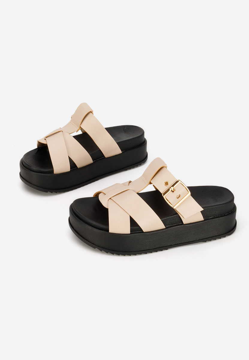 Beżowe klapki na platformie Inaria