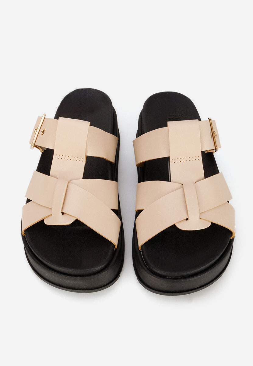 Beżowe klapki na platformie Inaria