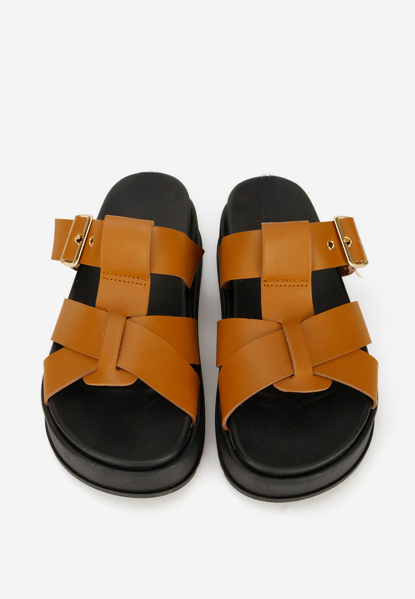 Camelowe klapki na platformie Inaria