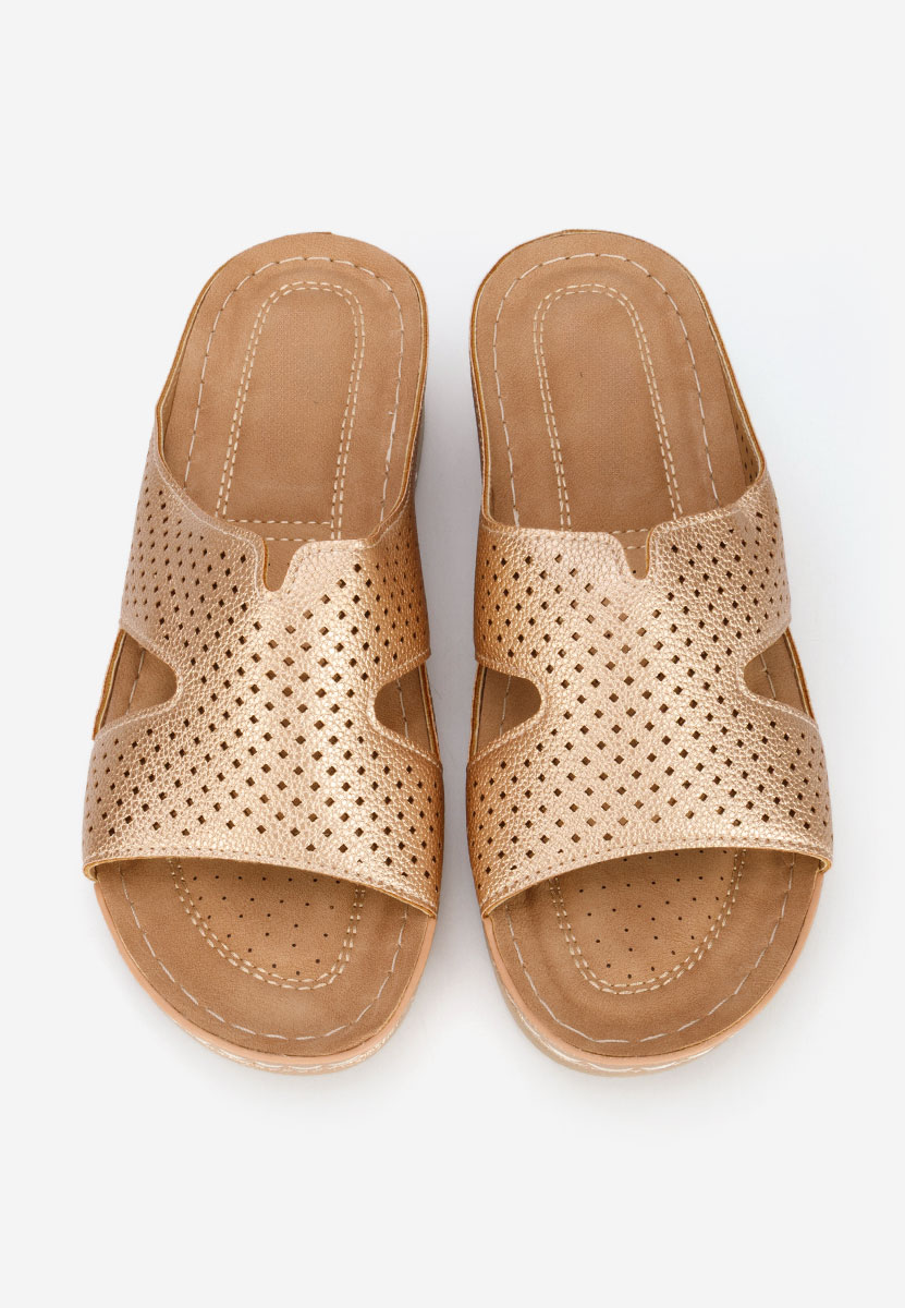 Szampańskie klapki na koturnie Hermana