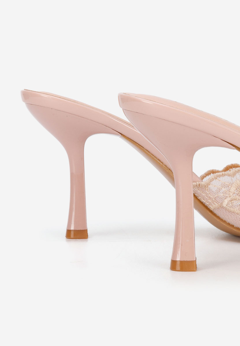 Beżowe klapki na obcasie Zenedia