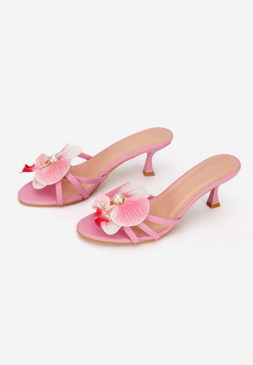 Różowe klapki na obcasie Florentia