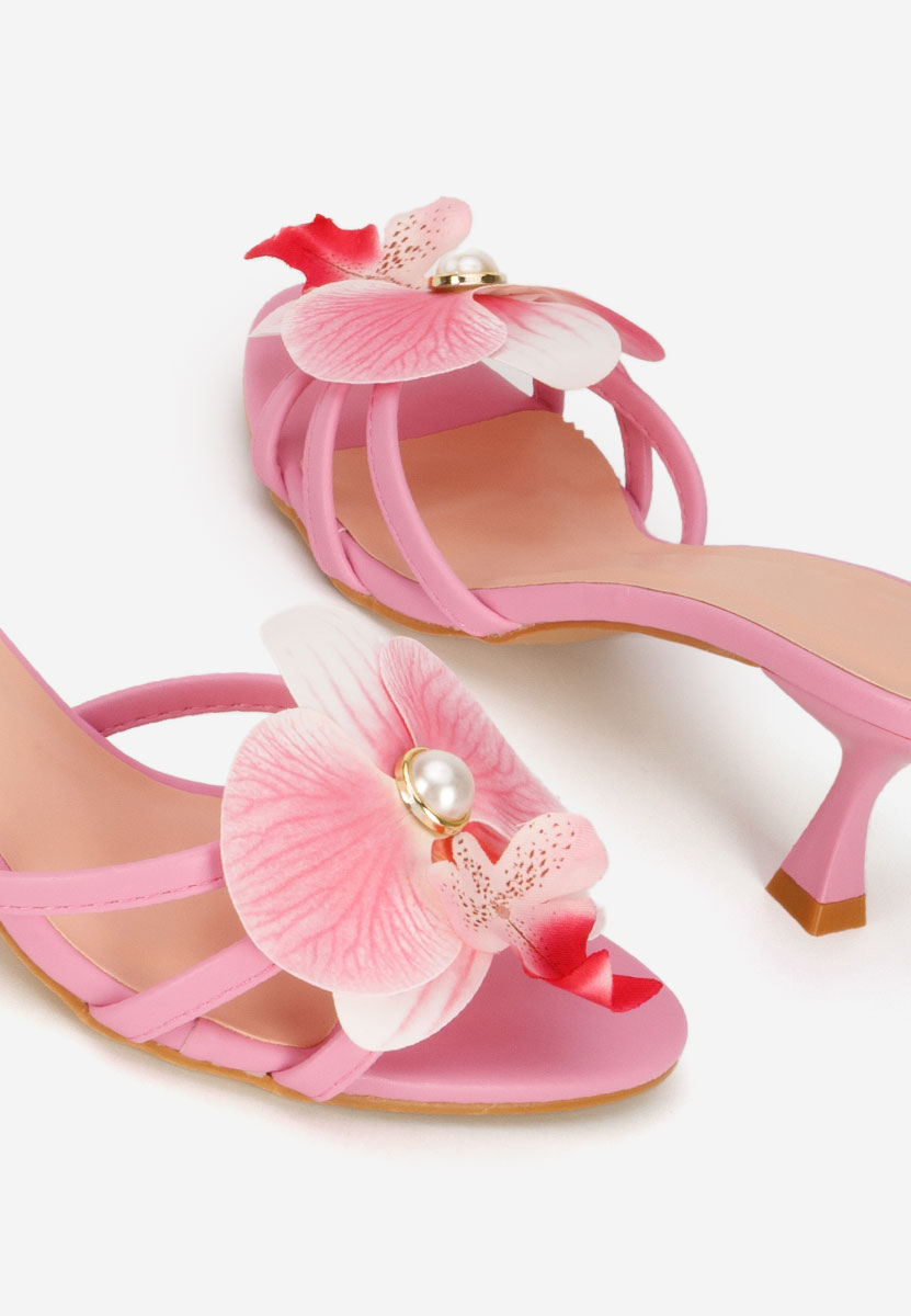 Różowe klapki na obcasie Florentia