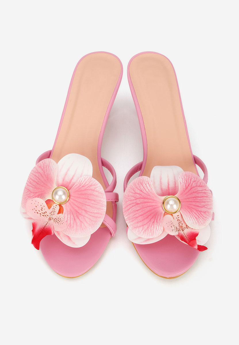 Różowe klapki na obcasie Florentia