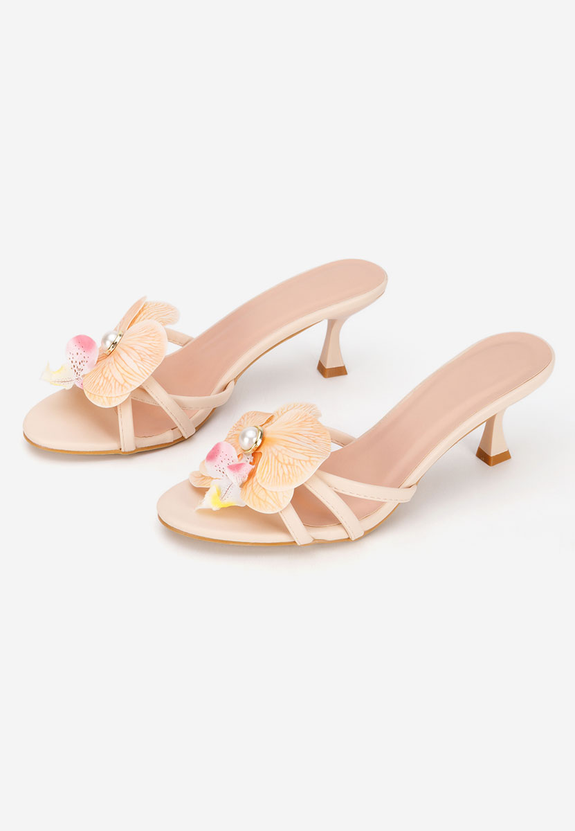 Beżowe klapki na obcasie Florentia