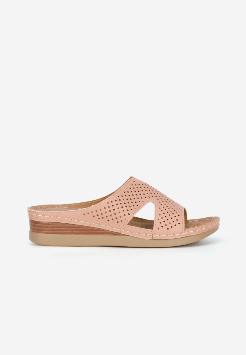 Różowe klapki na koturnie Hermana