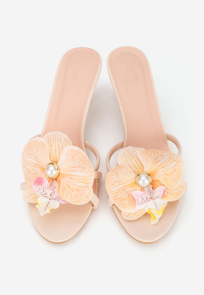 Beżowe klapki na obcasie Florentia