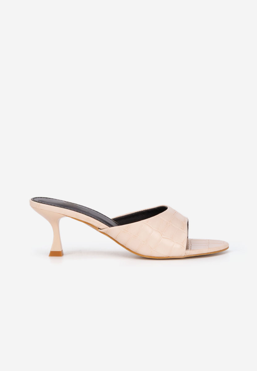 Beżowe klapki na obcasie Iuliania