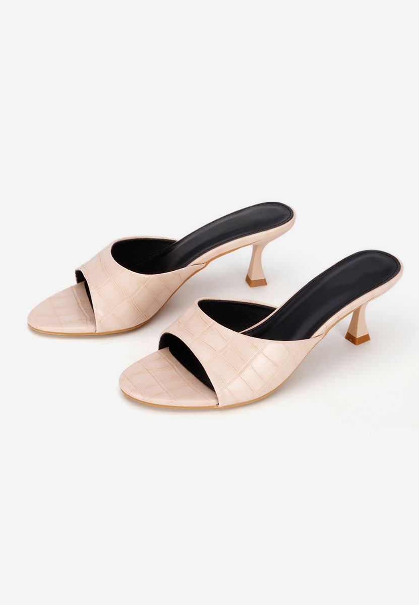 Beżowe klapki na obcasie Iuliania