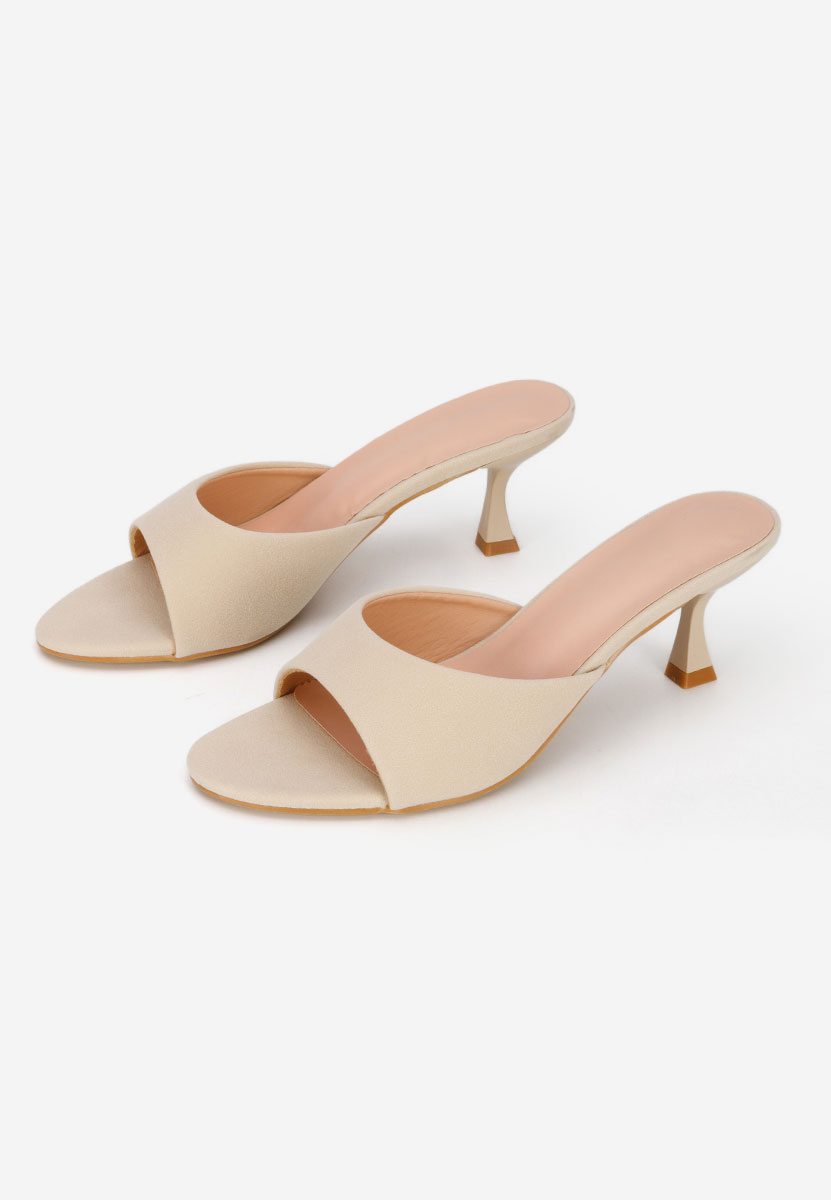 Beżowe klapki na obcasie Otelia