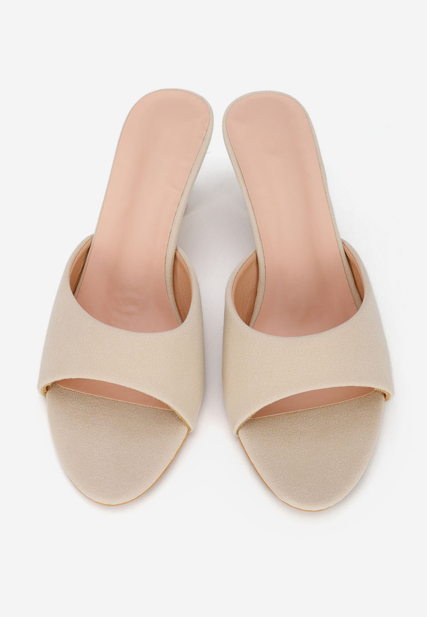 Beżowe klapki na obcasie Otelia