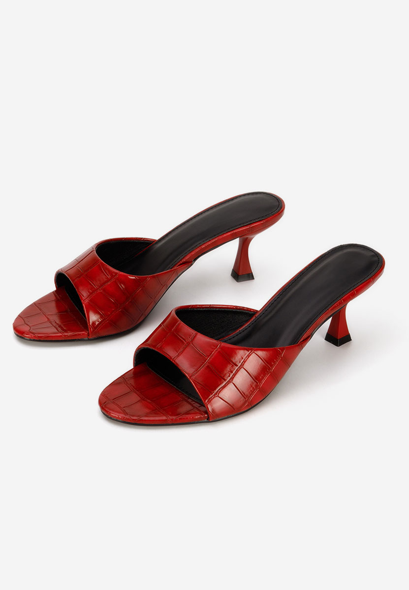 Bordowe klapki na obcasie Iuliania