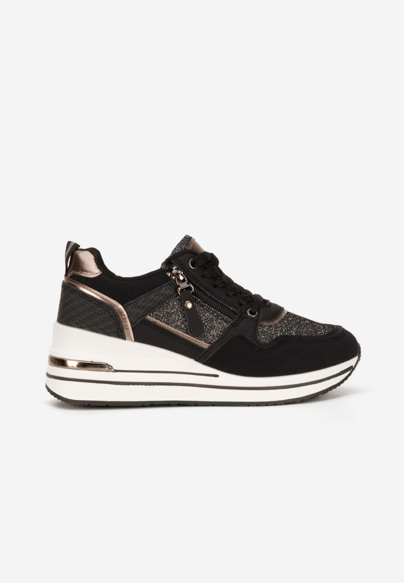 Czarne sneakersy na koturnie Snuvira