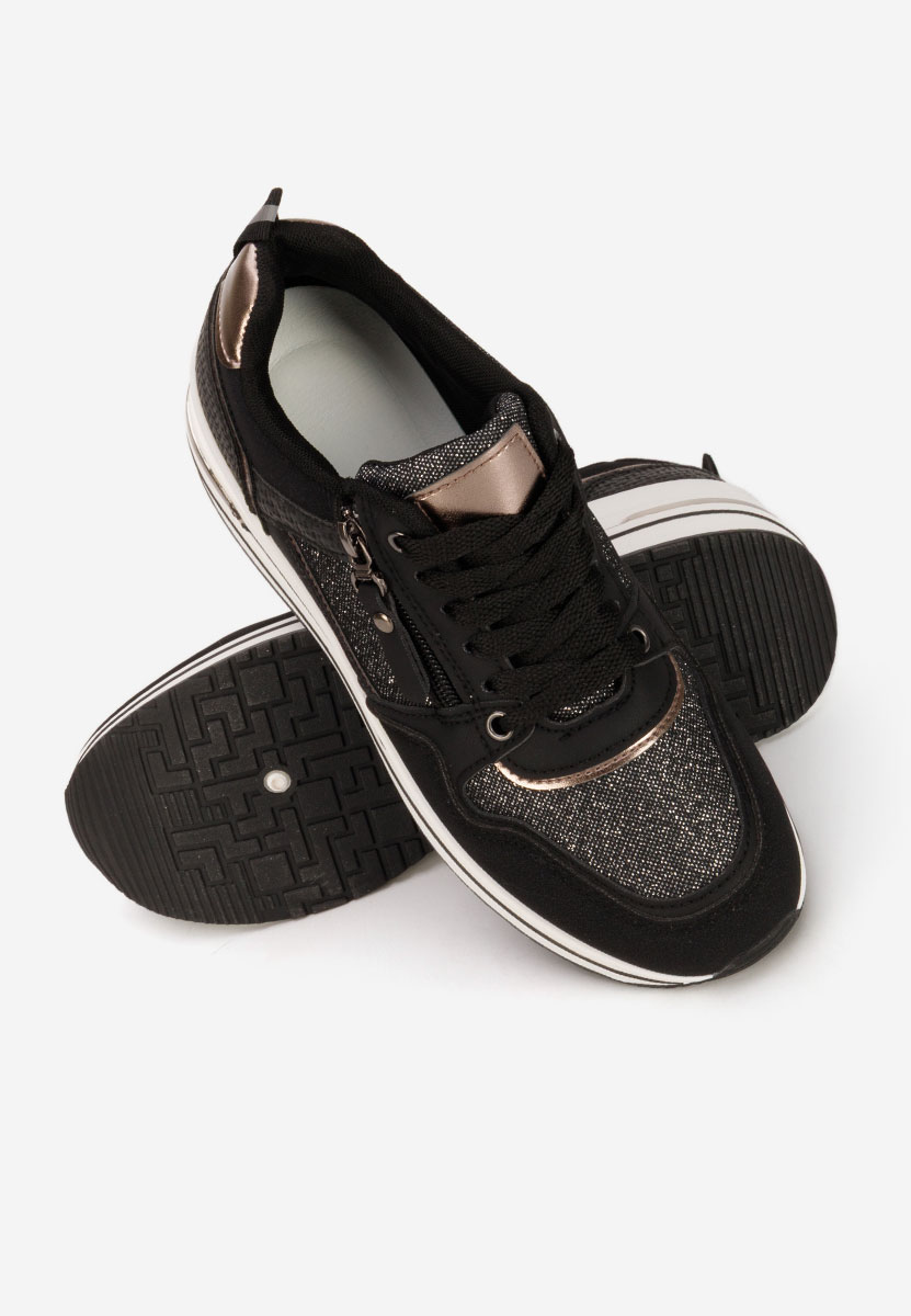 Czarne sneakersy na koturnie Snuvira