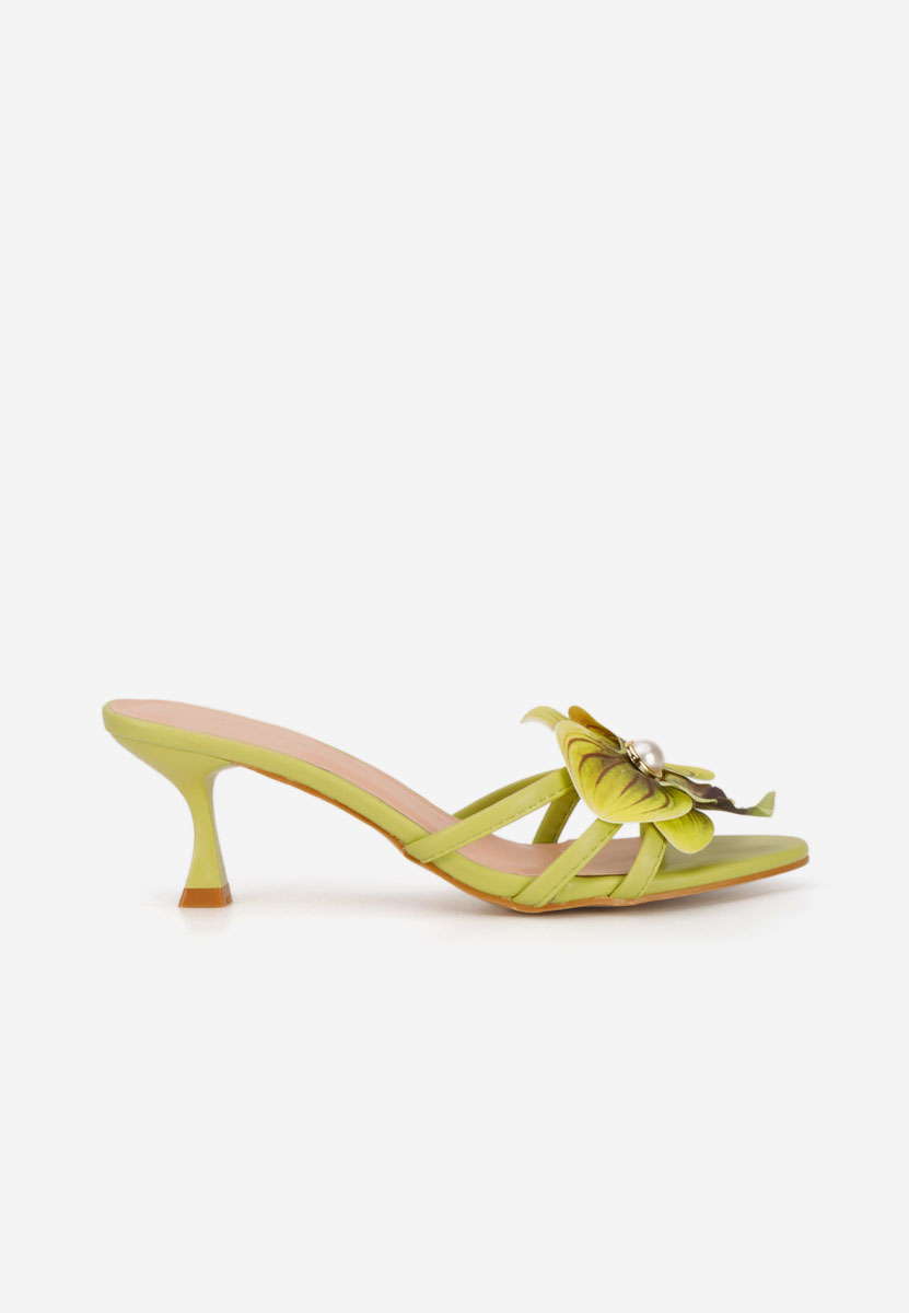 Zielone klapki na obcasie Florentia