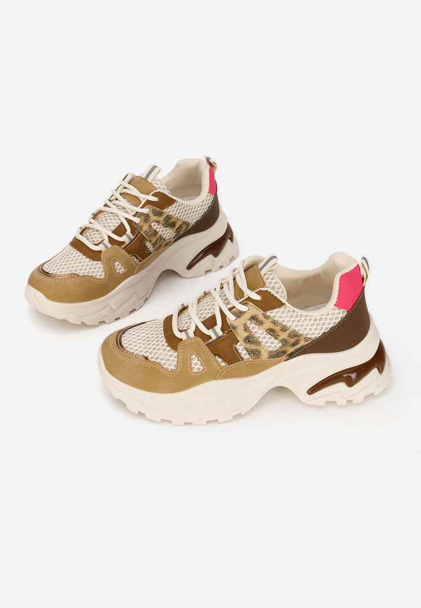 Khaki sneakersy na platformie Kiria