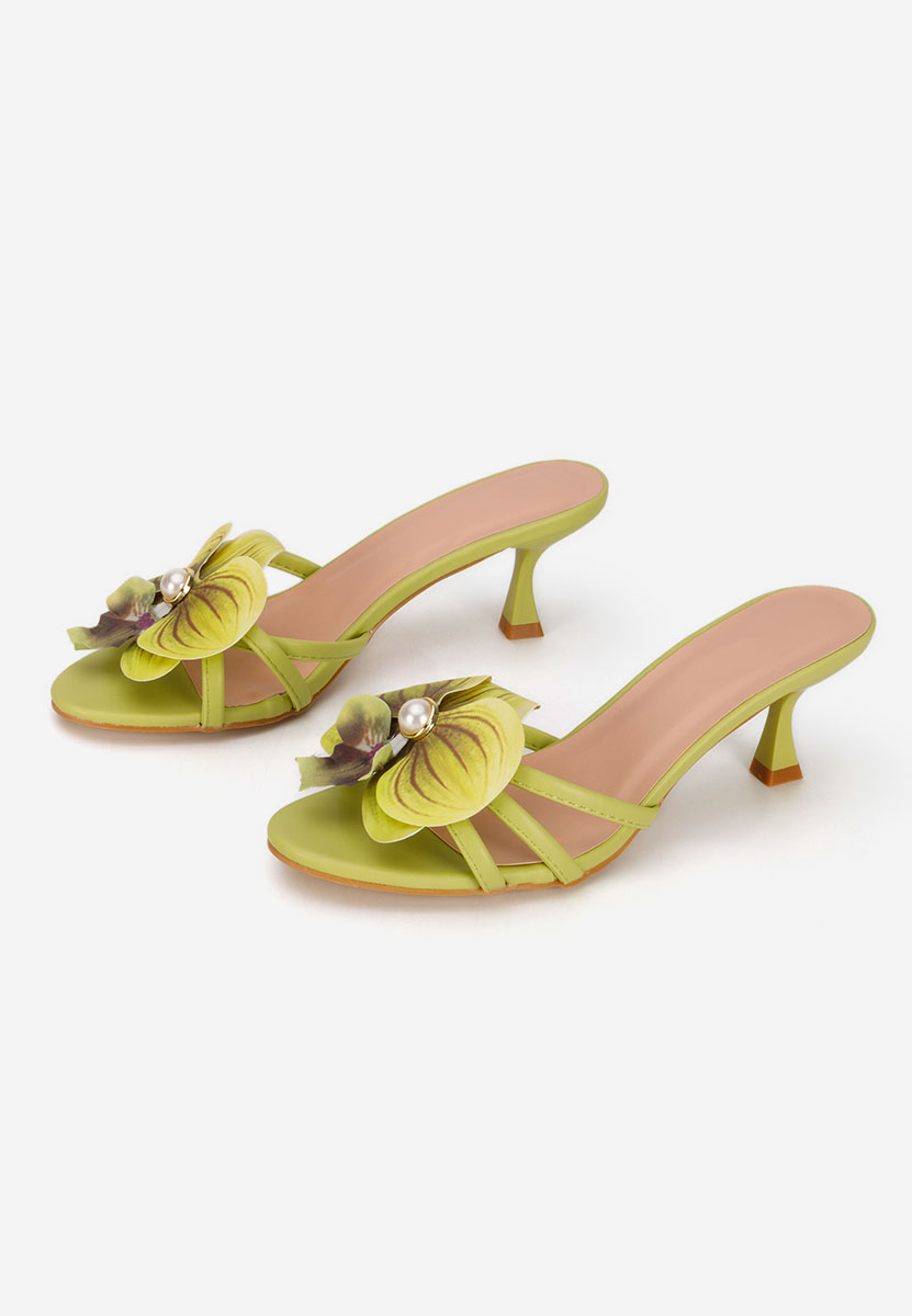 Zielone klapki na obcasie Florentia