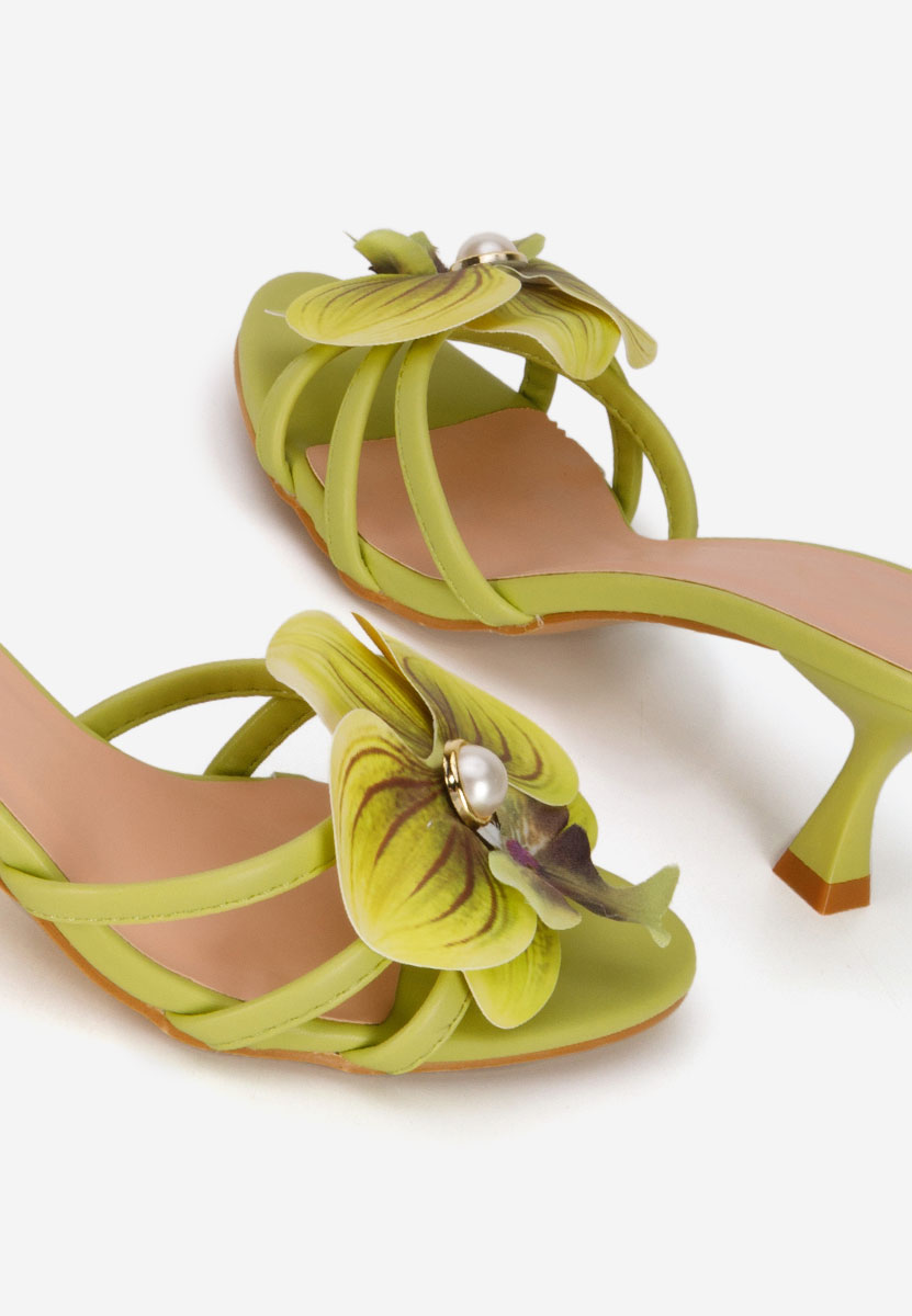 Zielone klapki na obcasie Florentia