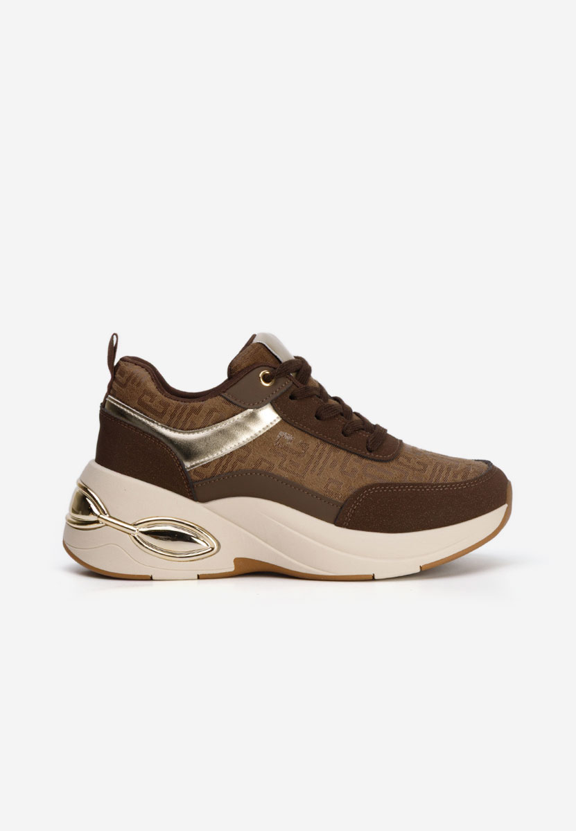 Brązowe sneakersy na koturnie Nezela