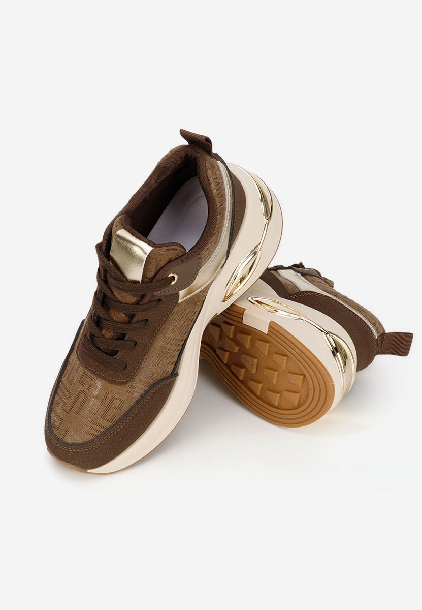 Brązowe sneakersy na koturnie Nezela