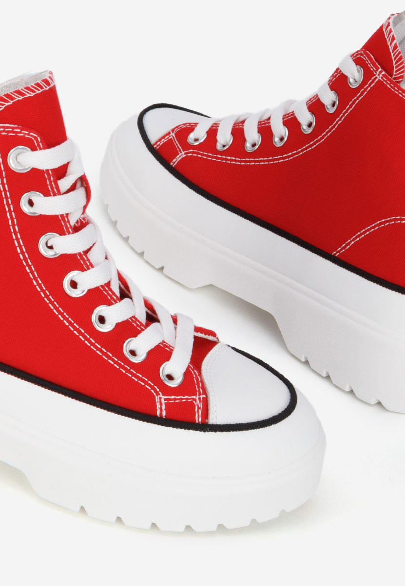 Czerwone trampki wysokie damskie Fiorela