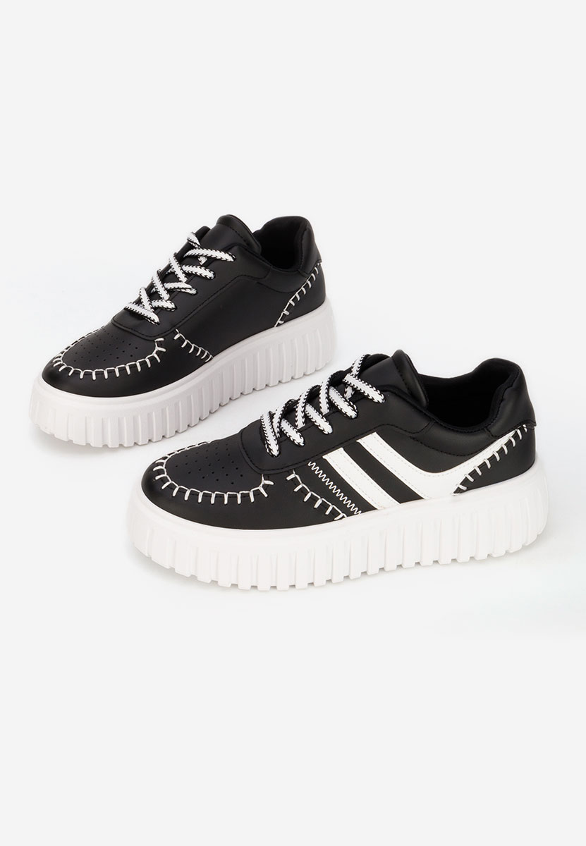 Czarne sneakersy na koturnie Brandie