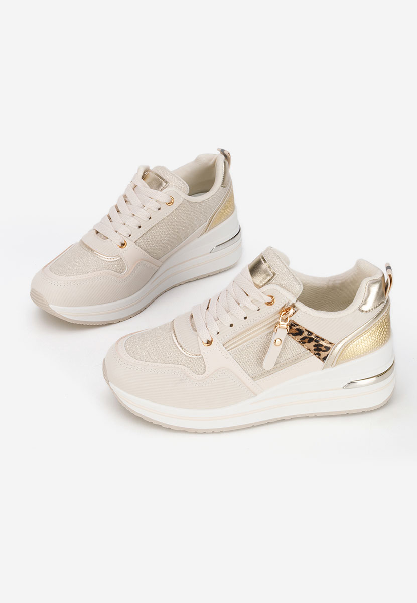 Beżowe sneakersy na koturnie Snuvira