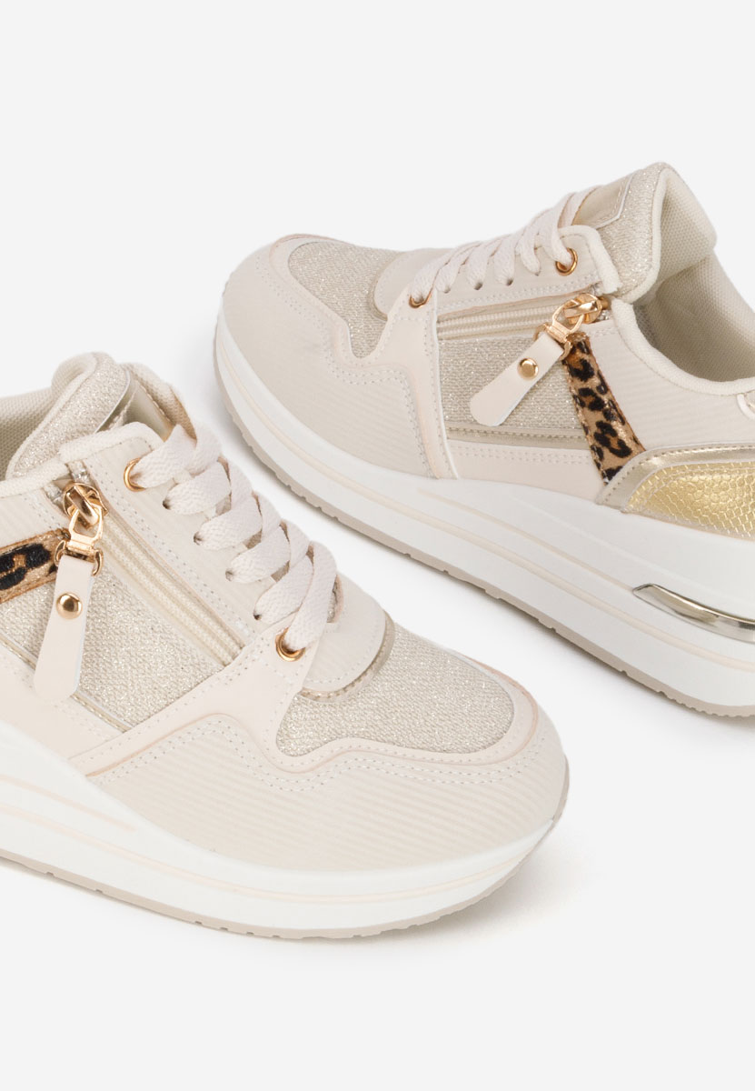 Beżowe sneakersy na koturnie Snuvira