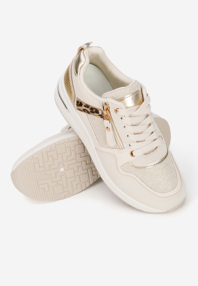 Beżowe sneakersy na koturnie Snuvira
