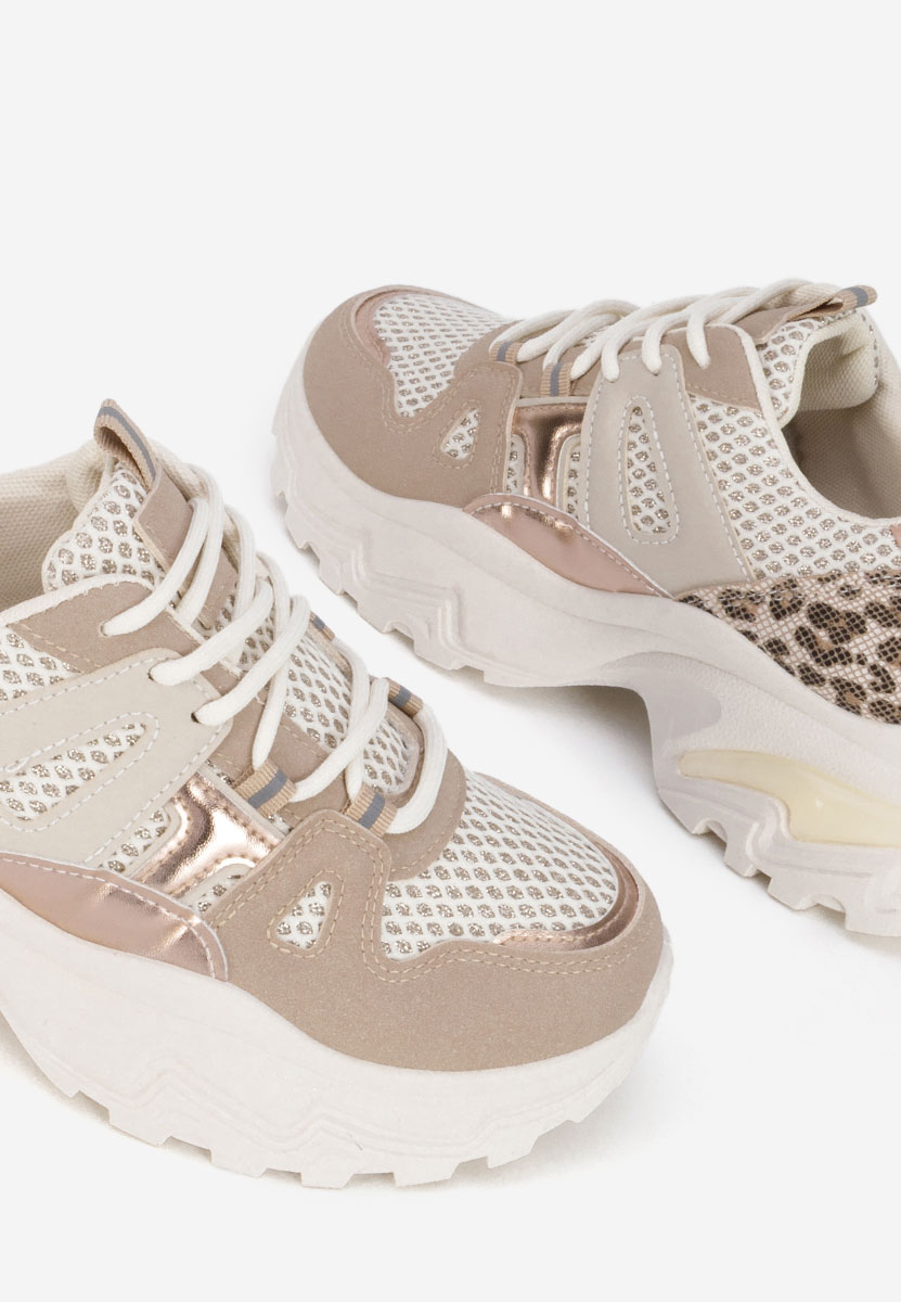 Beżowe sneakersy na platformie Kiria