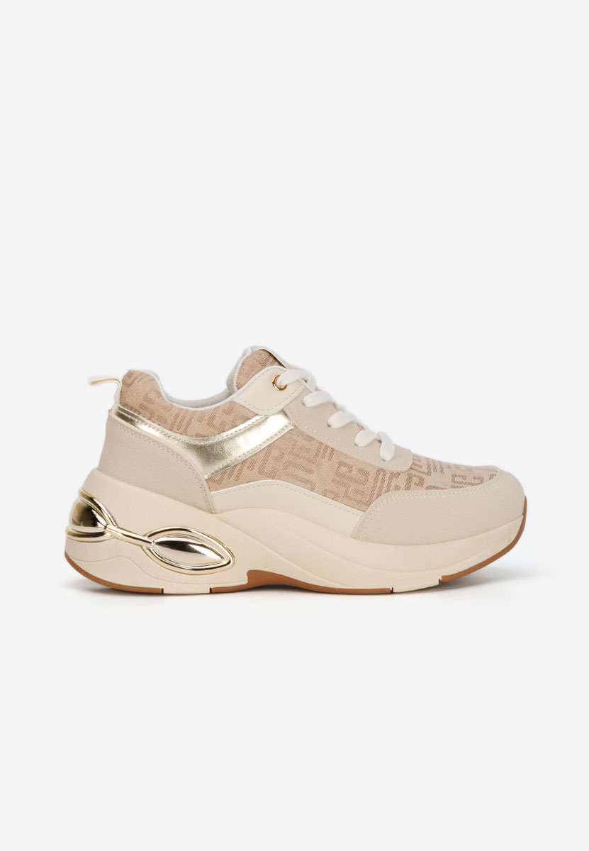 Beżowe sneakersy na koturnie Nezela