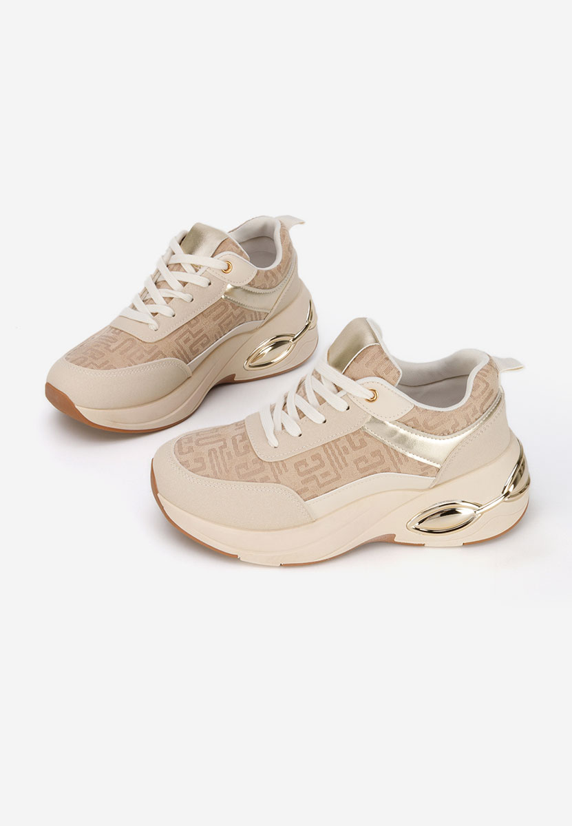 Beżowe sneakersy na koturnie Nezela