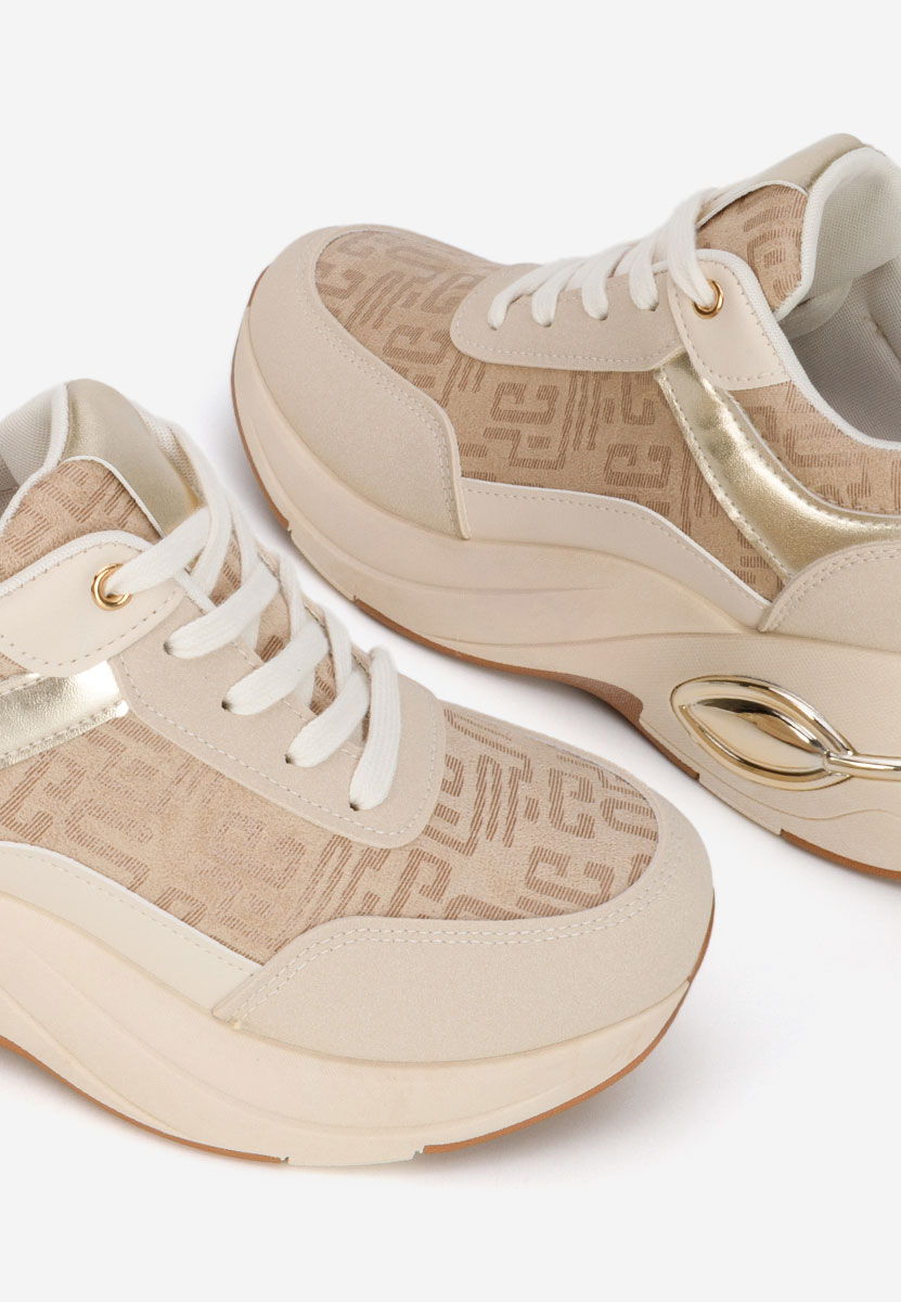 Beżowe sneakersy na koturnie Nezela