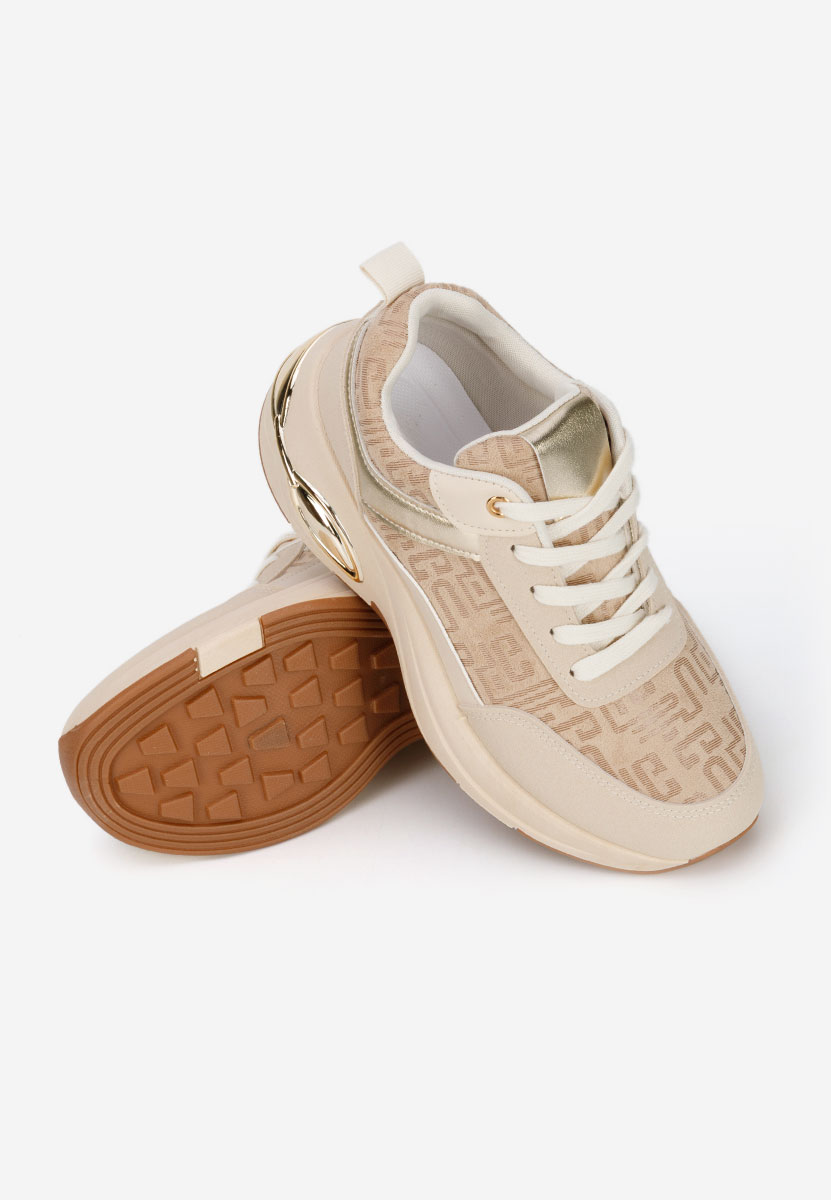 Beżowe sneakersy na koturnie Nezela