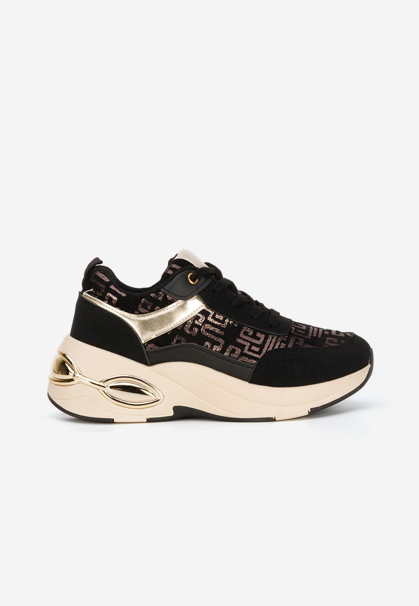 Czarne sneakersy na koturnie Nezela