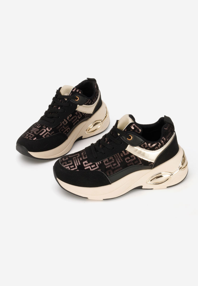 Czarne sneakersy na koturnie Nezela