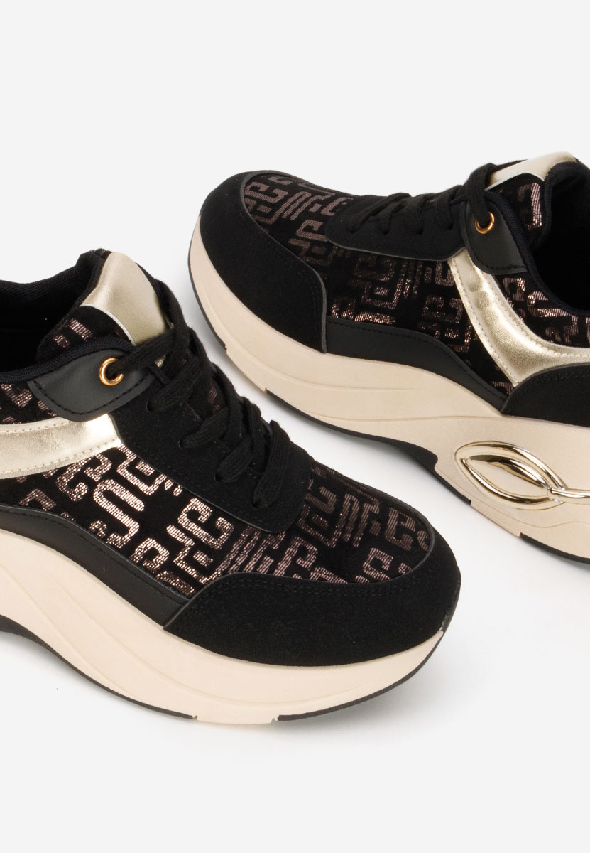Czarne sneakersy na koturnie Nezela