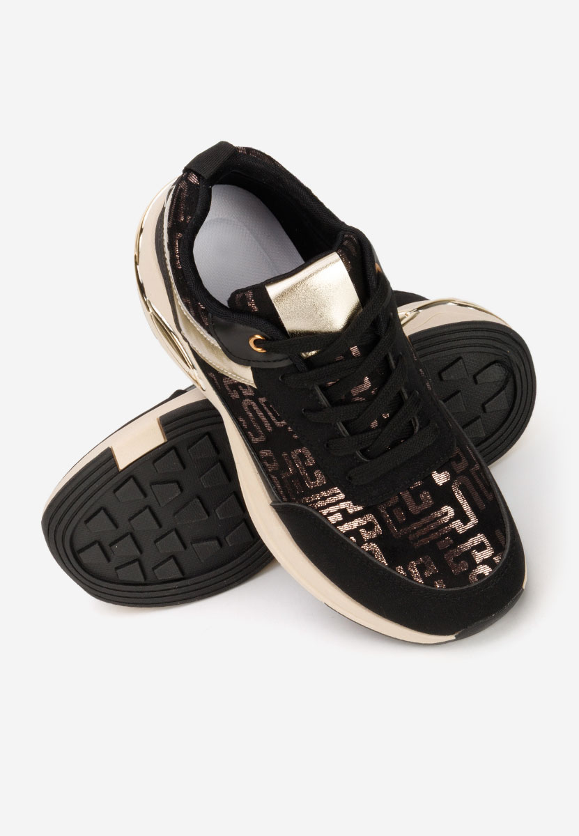 Czarne sneakersy na koturnie Nezela