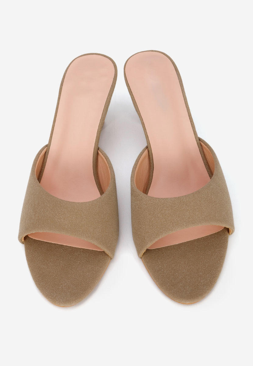 Khaki klapki na obcasie Otelia