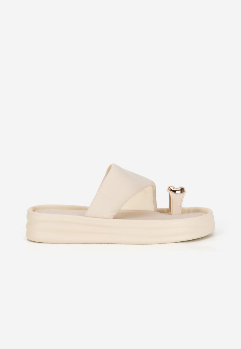Beżowe klapki na platformie Alezzia