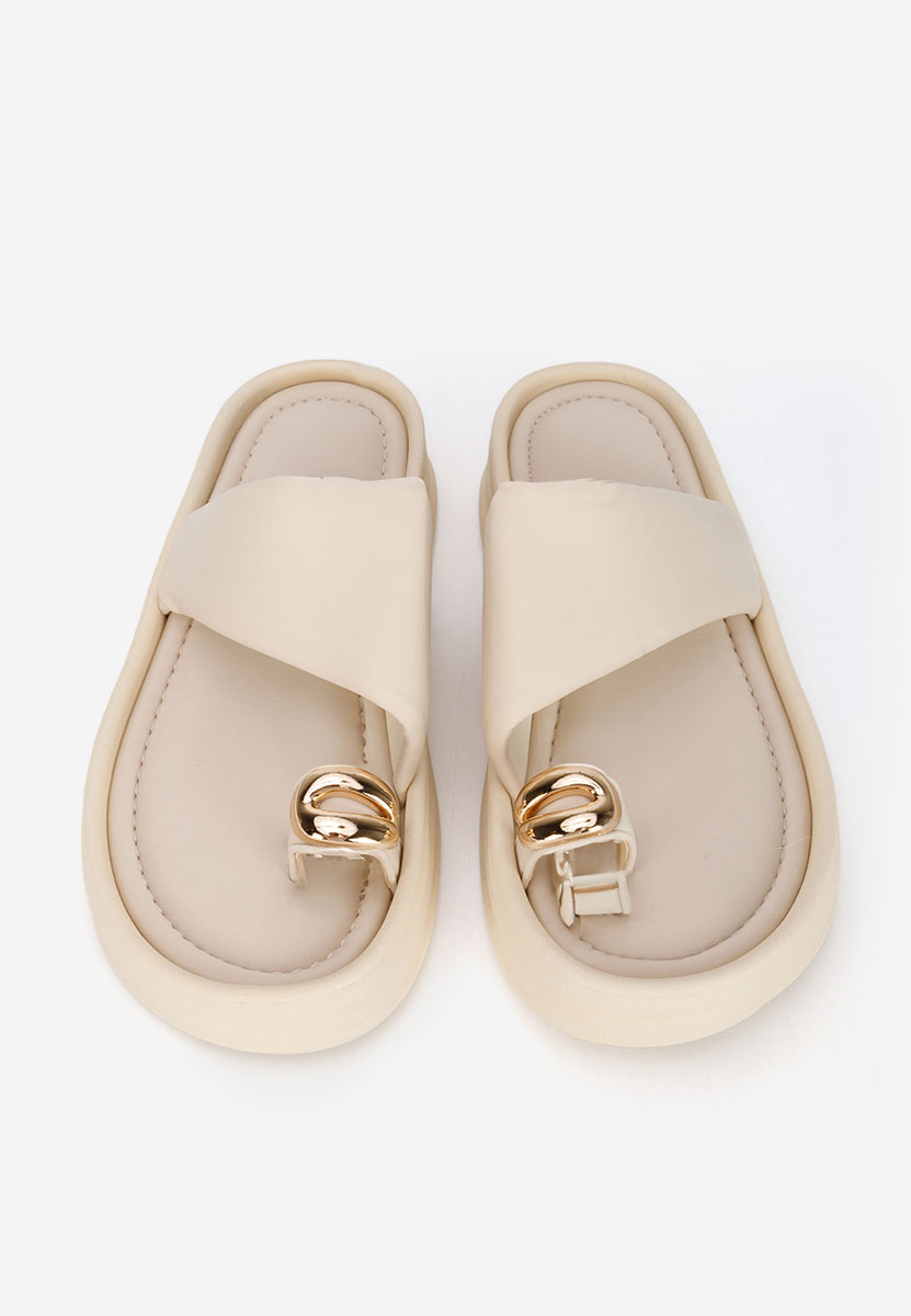 Beżowe klapki na platformie Alezzia