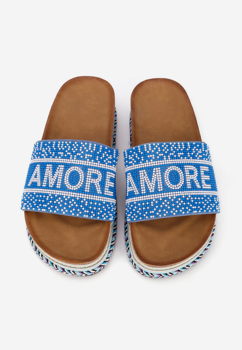 Niebieskie klapki na platformie Alezia