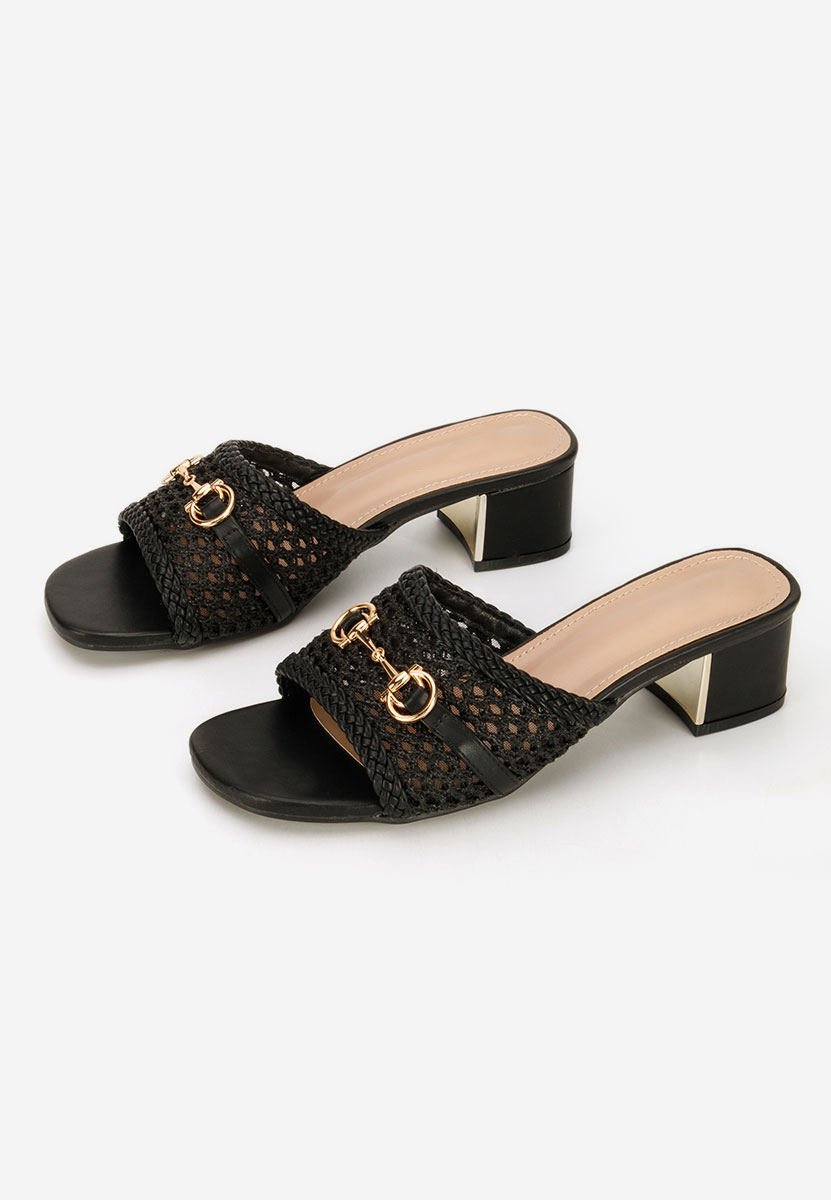 Czarne klapki na obcasie Giustinia