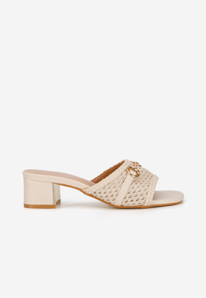 Beżowe klapki na obcasie Giustinia