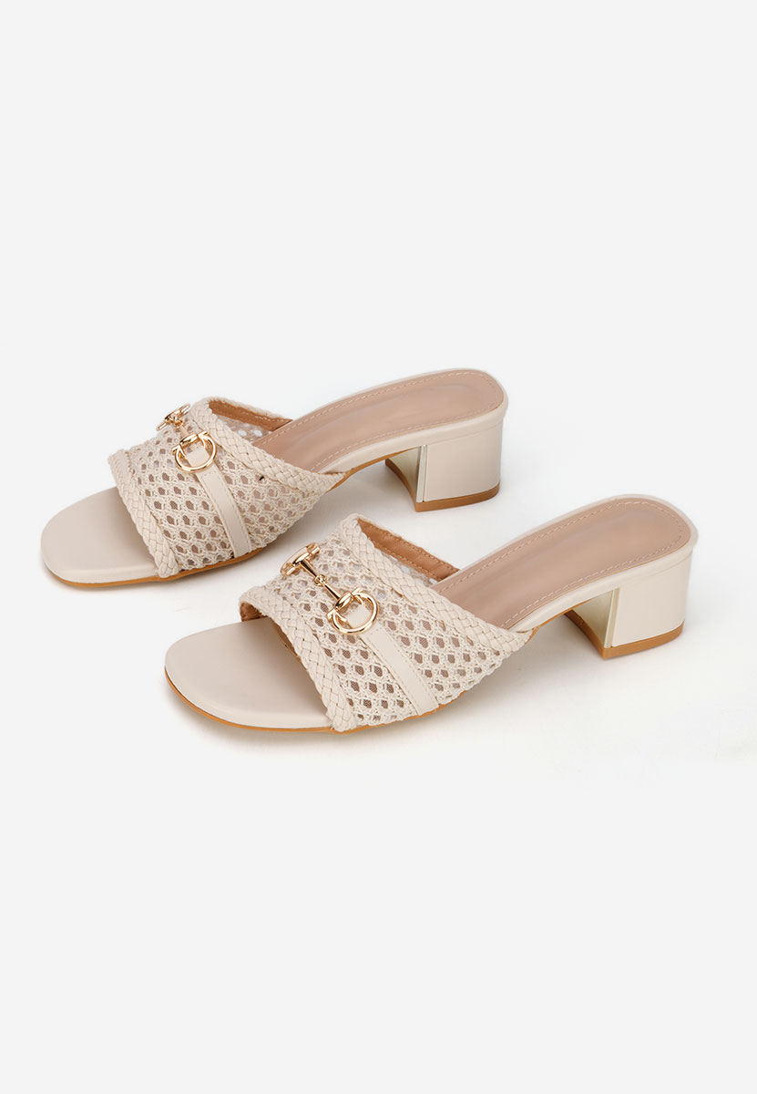 Beżowe klapki na obcasie Giustinia