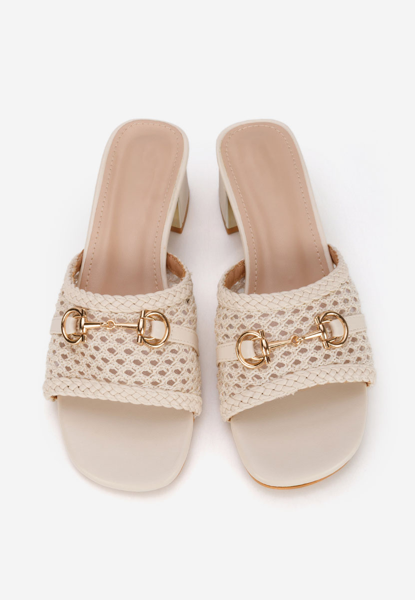 Beżowe klapki na obcasie Giustinia